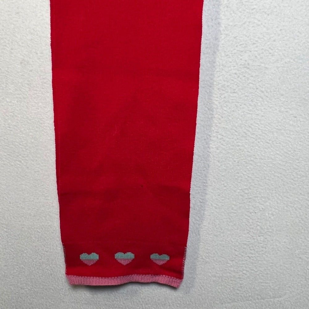 Marc‎ Jacobs Red 100% Wool Knit Scarf Pink Mint Heart Pattern Designer Accessory